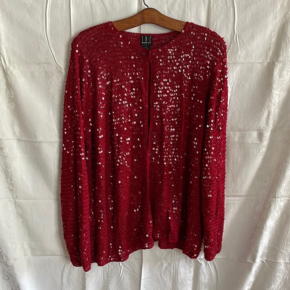 Inc 1x Red Sequence Sweater - image 1